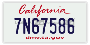7N67586 license plate in California