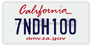 7NDH100 license plate in California