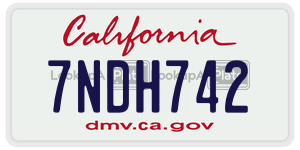 7NDH742  license plate in CA