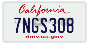 7NGS308 license plate in California