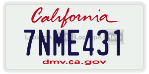 7NME431  license plate in CA