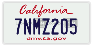 7NMZ205 license plate in California