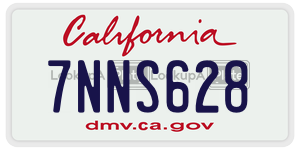 7NNS628 license plate in California