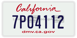 7P04112 license plate in California