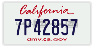 7P42857 license plate in California