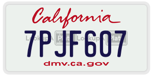7PJF607  license plate in CA
