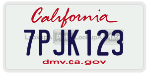 7PJK123  license plate in CA