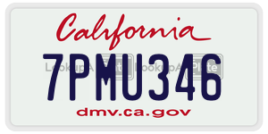 7PMU346 license plate in California