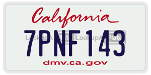 7PNF143  license plate in CA