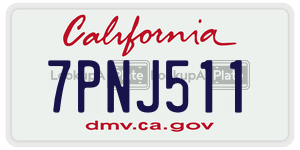 7PNJ511 license plate in California