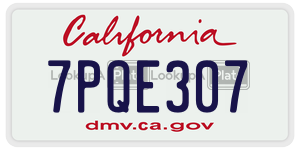 7PQE307  license plate in CA