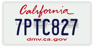 7PTC827  license plate in CA