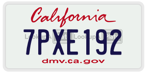 7PXE192 license plate in California