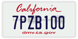 7PZB100 license plate in California
