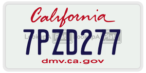 7PZD277 license plate in California
