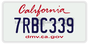 7RBC339 license plate in California
