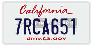 7RCA651 license plate in California