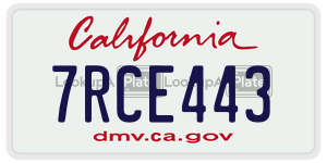 7RCE443 license plate in California