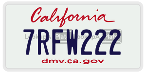 7RFW222  license plate in CA