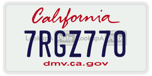 7RGZ770  license plate in CA