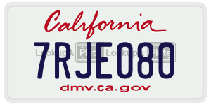 7RJE080  license plate in CA