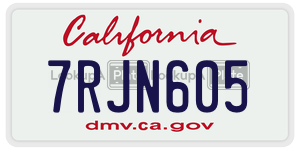 7RJN605  license plate in CA
