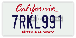 7RKL991 license plate in California