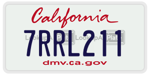 7RRL211  license plate in CA