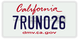 7RUN026  license plate in CA