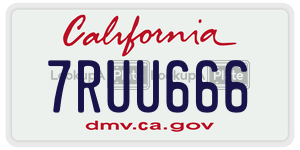 7RUU666 license plate in California