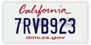 7RVB923 license plate in California
