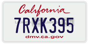 7RXK395  license plate in CA