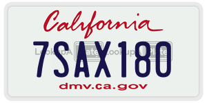 7SAX180 license plate in California