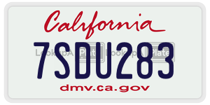 7SDU283  license plate in CA