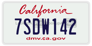 7SDW142  license plate in CA
