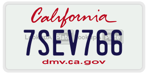 7SEV766  license plate in CA