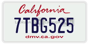 7TBG525 license plate in California