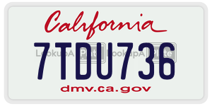 7TDU736 license plate in California