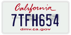 7TFH654 license plate in California