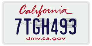 7TGH493  license plate in CA