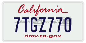 7TGZ770  license plate in CA