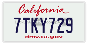 7TKY729  license plate in CA