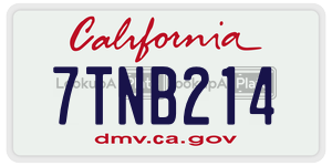 7TNB214 license plate in California