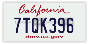 7TQK396  license plate in CA