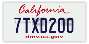 7TXD200 license plate in California