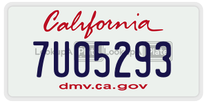 7U05293 license plate in California