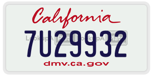 7U29932 license plate in California