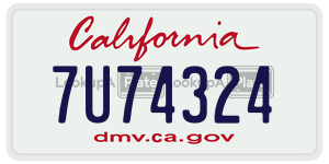 7U74324  license plate in CA