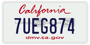 7UEG874 license plate in California