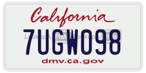 7UGW098  license plate in CA